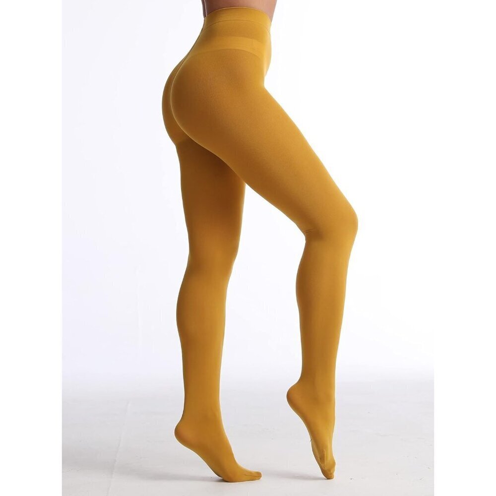 🆕 Women  Goldenrod Opaque Tights EVERSWE Stretchy Comfortable Fashion Hosiery - Picture 3 of 3